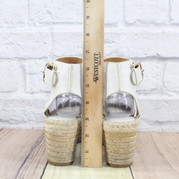 Coach White Leather Ankle Strap Platform Jute Wedge Sandals Size 6.5 B - Picture 6 of 11